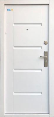 Bezpečnostné dvere biele TerraSec so vzorom Luxury Line, s hodvábnym leskom