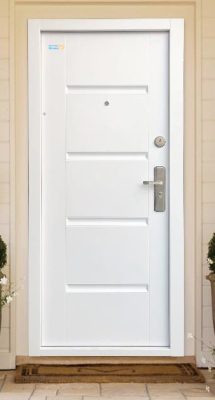   Bezpečnostné dvere biele TerraSec so vzorom Luxury Line, s hodvábnym leskom